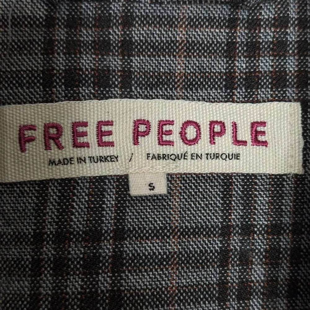 Free People Gray Tone Plaid Ashby Blazer Long Sleeve Double Breasted Size S - Picture 2 of 9